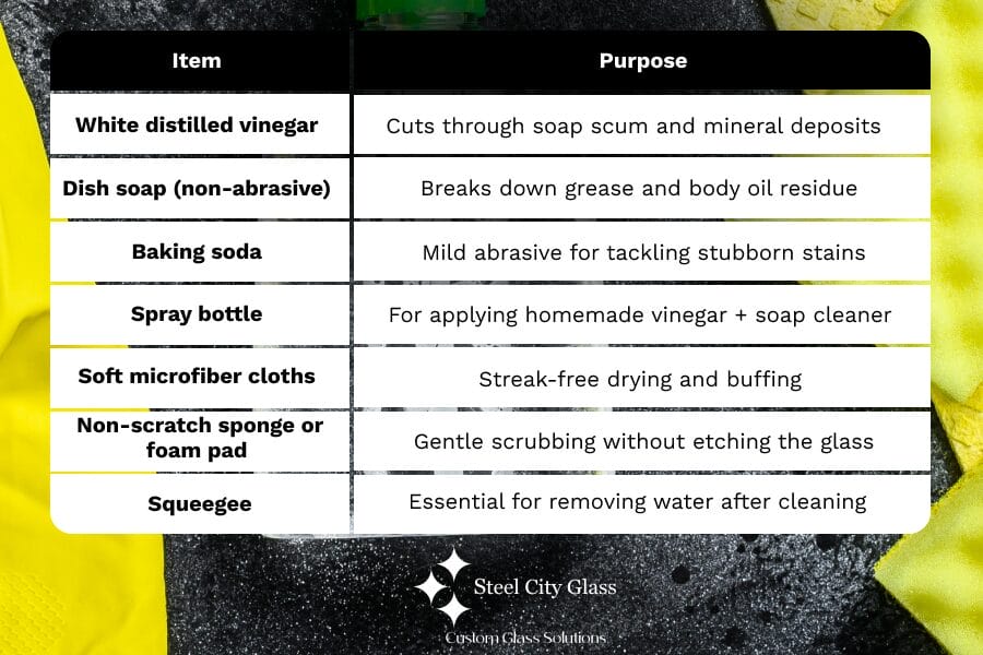 How to clean glass shower doors supplies list