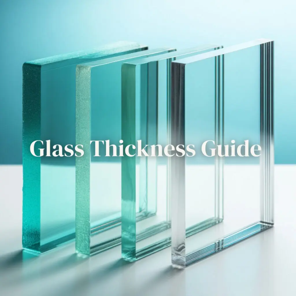 Glass thickness comparison showing multiple glass panels side by side to highlight differences in thickness and visual presence.