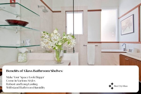 "Benefits of glass bathroom shelves" main featured image