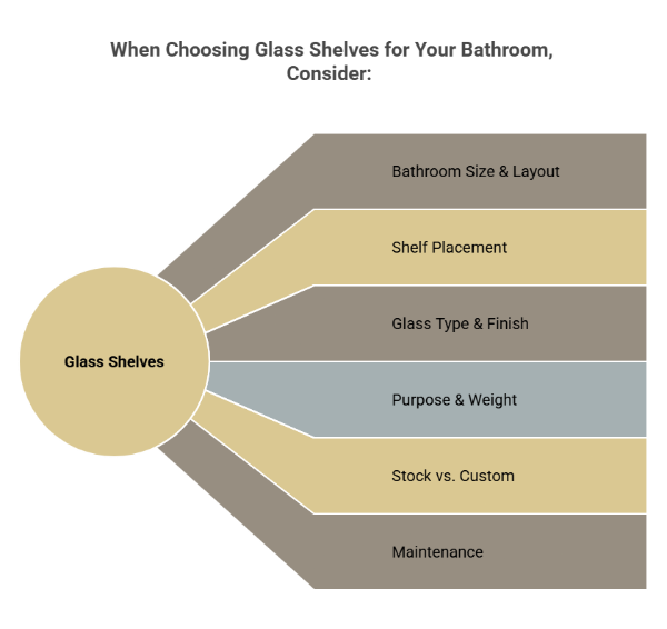 Infographic on "When choosing glass shelves for bathrooms"
