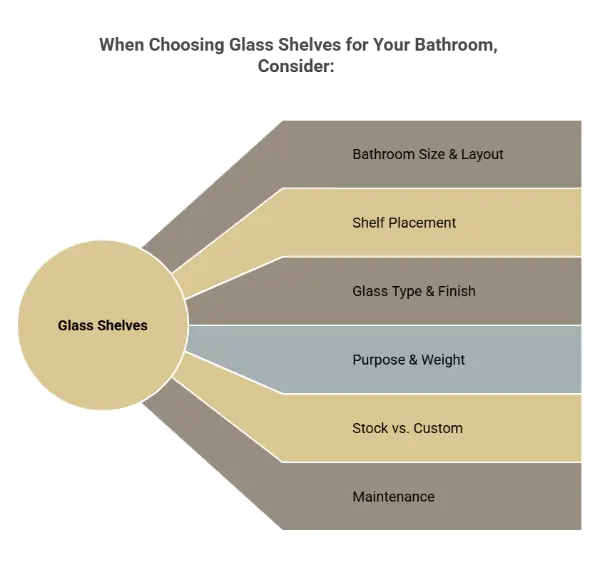 Infographic on "When choosing glass shelves for bathrooms"