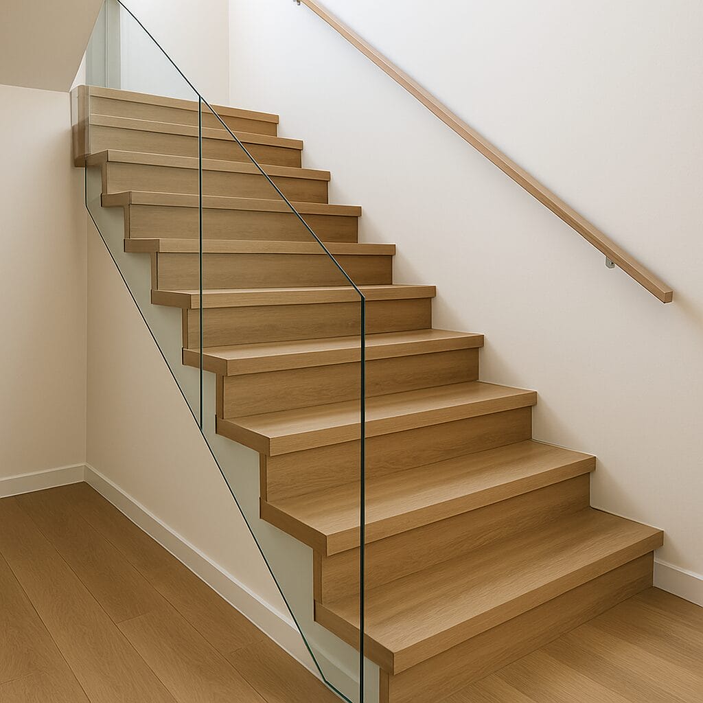 Wood Treads With Frameless Glass Railings example