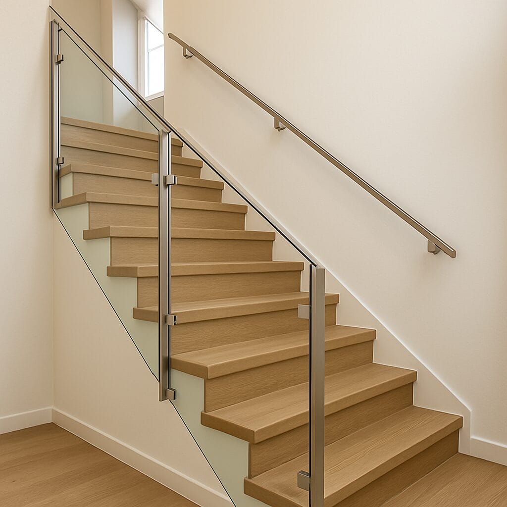 Stainless Steel Posts With Glass Infill Panels example