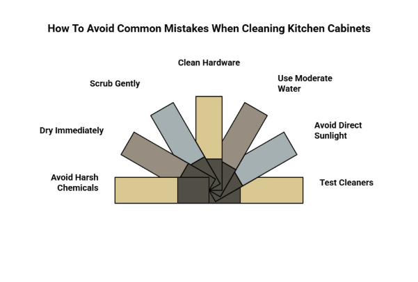 Infographic on "How to avoid common mistakes when cleaning kitchen cabinets"