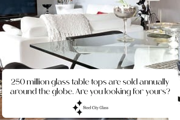 A custom image talking about how a glass top coffee table can transform your space 
