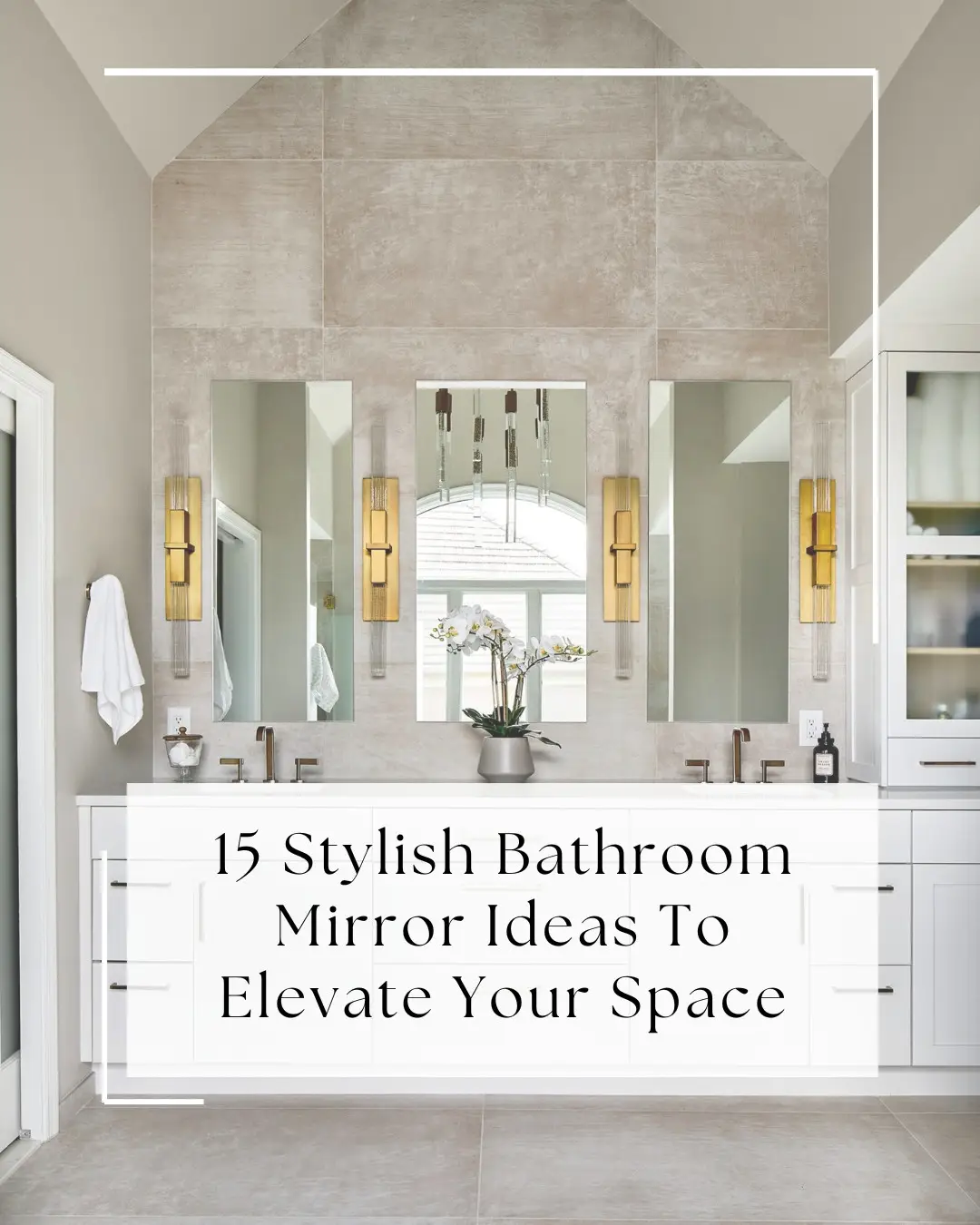 Stylish bathroom with multiple wall mounted mirrors above a double vanity, showcasing a clean and elegant mirror design layout.