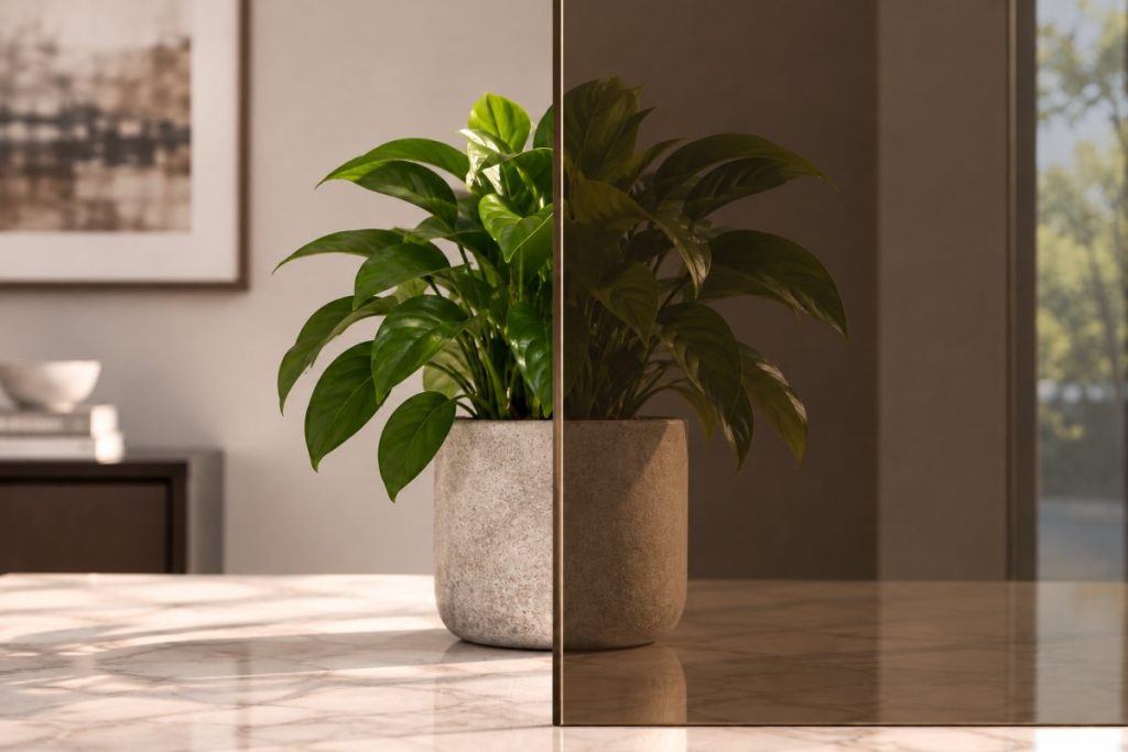 Bronze cabinet glass option