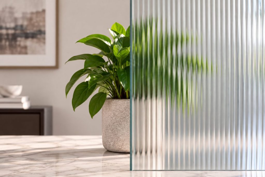 Reeded cabinet glass option